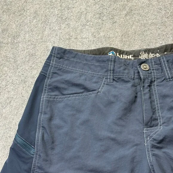 Kuhl Mutiny River Shorts Men 30 Blue Nylon Stretch Zip Cargo 10" 5048 - Picture 2 of 15